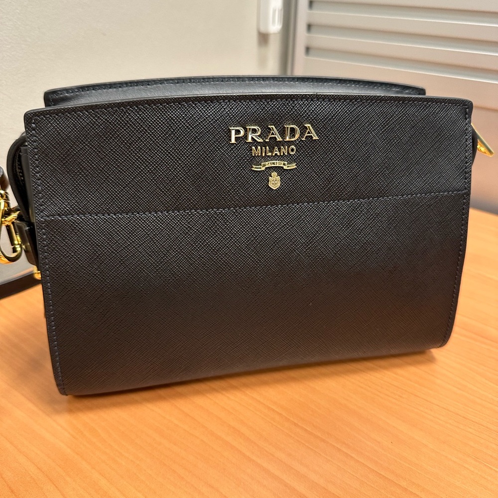 Prada Esplanade Crossbody Black Saffiano Leather 1BH104 New